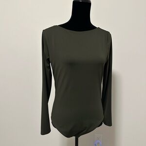 Women’s Express Body Contour Olive Green Long‎ Sleeve Bodysuit